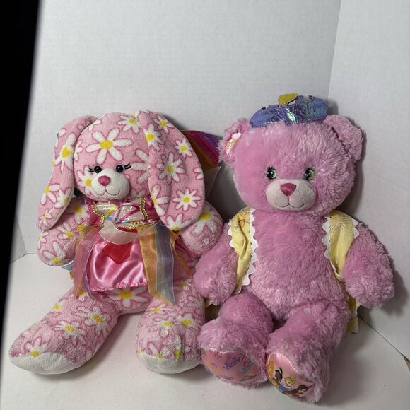 Build A Bear Pink 16" Plush Lot of 2 Bunny Rabbit Daisy & Disney Princess Bear C - Picture 1 of 16